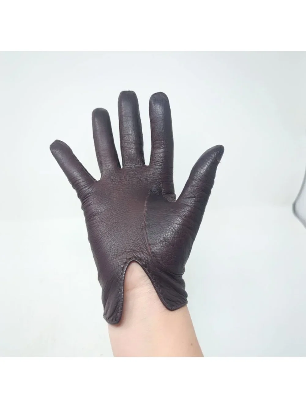 Vintage 60s Roger Fare Brown Gloves 7 Wrist Leather Neiman Marcus